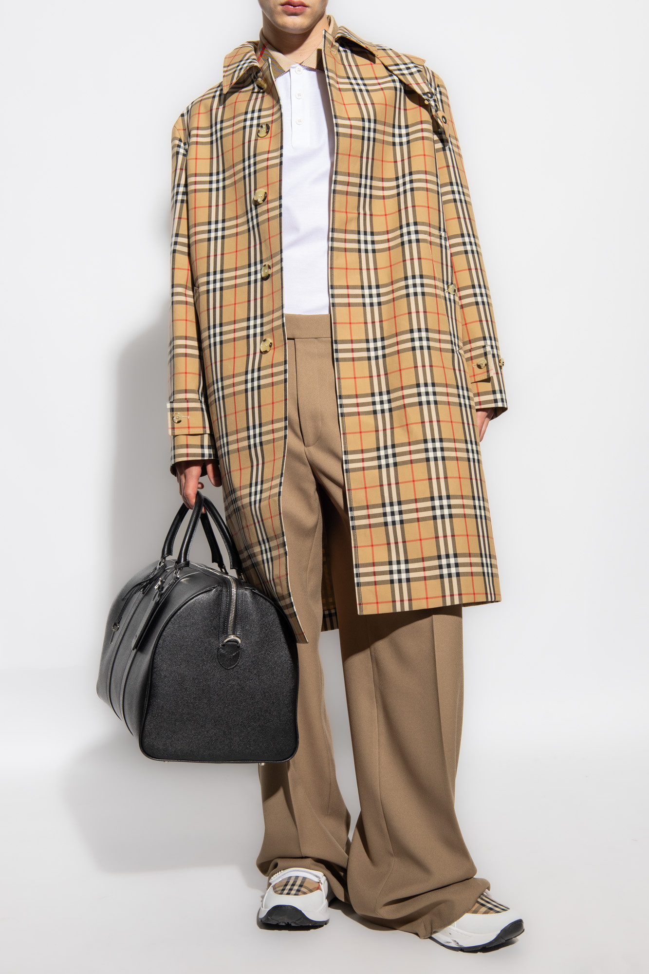 Burberry checked coat sale